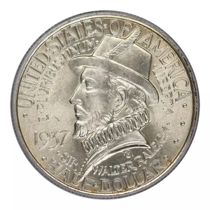 1937 Roanoke Commemorative Silver Half Dollar PCGS MS-66+ CAC - Picture 1 of 4