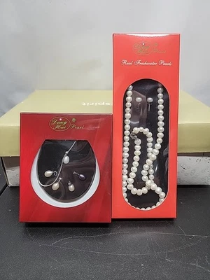 Dong Hui Real BLANCO Juego de Perlas de Agua Dulce NUEVO CON CAJA ORIGINAL Foto 1 de 3