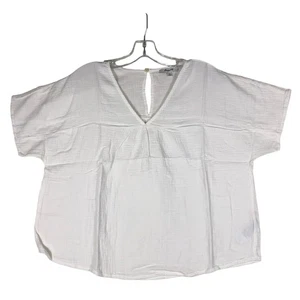 Madewell XXS White Gauze Oversized Short Sleeve V-neck Boxy Top Blouse New - Picture 1 of 4