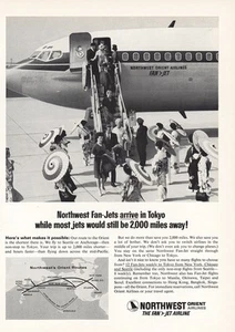 1964 Northwest Orient Airlines: Fan Jets Arrive In Tokyo Vintage Print Ad - Picture 1 of 1