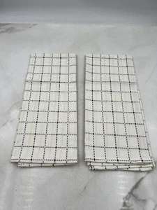 Creative Co-Op Kitchen Tea Towels Set of 2 100% Cotton Grid Check White Black - Picture 1 of 9