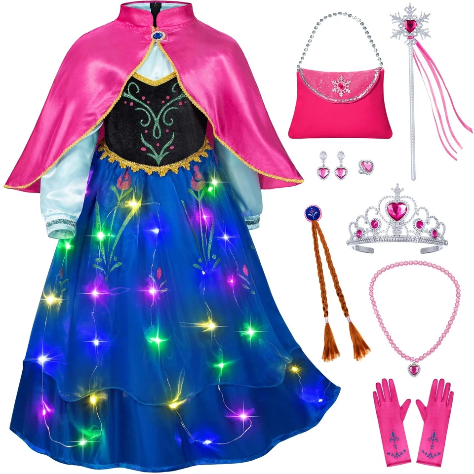 LED 灯公主服装幼儿女孩-生日万圣节 2T 3T — 第 1/4 张图片