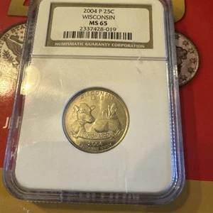 2004 Wisconsin Quarter NGC MS65 - Picture 1 of 2