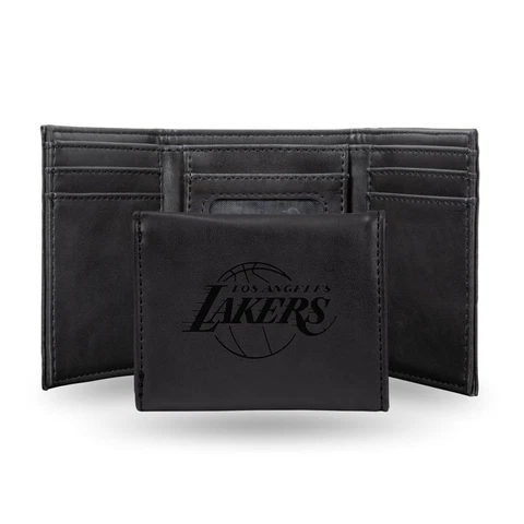 Los Angeles Lakers NBA Laser Engraved Black Trifold Wallet Cover