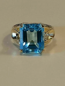 4 Ct Emerald Blue Topaz Solitaire Women Engagement Ring 14K Yellow Gold Plated - Picture 1 of 8