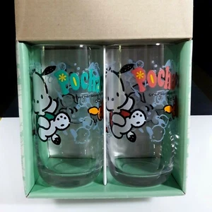 1997 Pochacco Vintage  Sanrio Glass Set 2 New Box Retro Drinking Glass  - Picture 1 of 6
