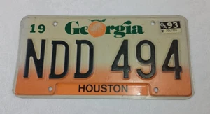 Vintage Georgia Nummernschild 90er Pfirsich Orange Weiß Houston County - Bild 1 von 7