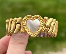 NICE Vintage Sweetheart Expansion Bracelet Mother of Pearl Heart Stainless Back