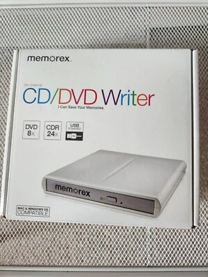 MEMOREX CD/DVD Writer  - Slim External DVD 8x CDR 24x USB Powered Open Box - Image 1 of 4