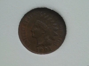 1901 USA indian head Cent penny Uncirculated Brown - Picture 1 of 2