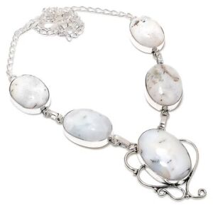 Rainbow Moonstone Ethnic Handmade 925 Sterling Silver Jewelry Necklace 18" T465