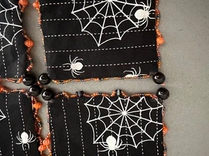 Coasters set of 4 HANDMADE HALLOWEEN beads cat pumpkin bat REVERSIBLE spider web - Picture 1 of 5