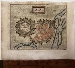 Casale Casal Italy app River c. 1720 original antique map engraved w/ hand color - Picture 1 of 3