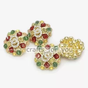 6PCS 18MM-25MM METAL SHANK BUTTONS COLORED RHINESTINE SEWING CRAFTS CLOTHING DIY - Picture 1 of 5