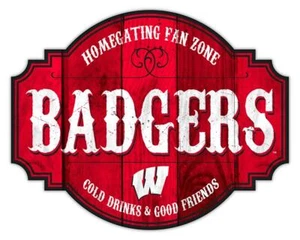 Wisconsin Badgers 12 Inch Wood Tavern Homegating Sign [NEW] NCAA Fan Zone - Picture 1 of 1