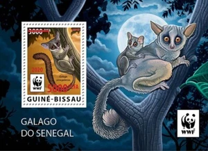 WWF Senegal GALAGOS Monkeys RED FOIL OVERPRINT 1v-Stamp Sheet 2020 Guinea-Bissau - Picture 1 of 1