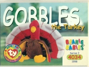 BEANIE BABIES TRADING CARD - SERIES 1 - SERIES I - GOBBLES THE TURKEY #4034 - Picture 1 of 2