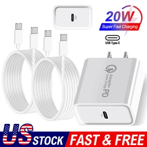 For iPad Pro iPad Air iPhone 15 Pro Max Plus Fast USB C Cable Wall Charger Cord - Picture 1 of 19