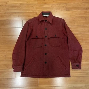 Woolrich Vintage 70s Men's Red Wool Mackinaw Shacket Jacket Size M - Picture 1 of 8