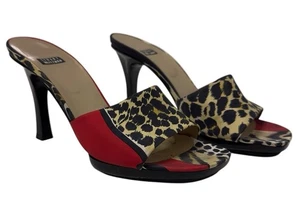 Vintage Stuart Weitzman Women's Multi-color Heeled Mules Made In Spain Size 8 - Picture 1 of 16