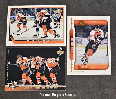 Eric Lindros - Philadelphia Flyers - 3 Pc Set - 1993-94 UD & 1999-00 UD MVP +RC - Image 1 of 4