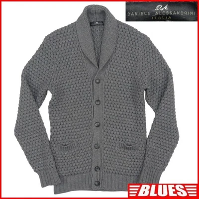 Hecho en Italia Daniele Alessandrini Hombres L Cowichan Suéter Gris Lana Tejido Cardi Foto 1 de 4