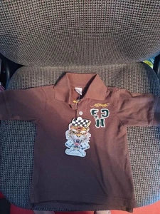 NEU KINDER JUNGEN ED HARDY BULLDOGGE POLO BRAUN SHIRT GRÖSSE 4 - Bild 1 von 5