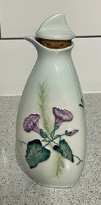 CARLTON WARE HELLGRÜNE ESSIGFLASCHE & STOPFEN MAUVE CONVOLVULUS BLUME - Bild 1 von 7