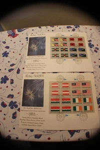 1982 UN FDC WFUNA Extra Large Cachets (2)-Flag Series-Sophia Loren Art - Picture 1 of 2