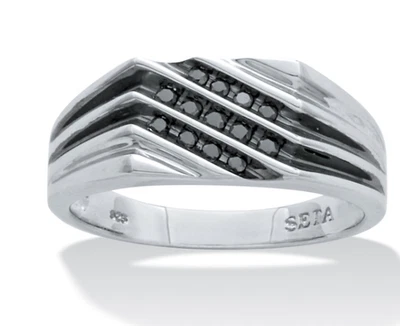 ANILLO PLATA ESTERLINA PLATINO DIAMANTE NEGRO .20 TCW 8 9 10 11 12 13 14 15 16 Foto 1 de 2