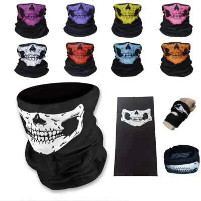 Skull Face Mask. stretch fit seamless Biker Balaclava neck scarf - Image 1 of 4