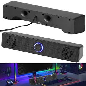 Stereo Bass Sound Computer Speakers 3.5mm USB Wired Soundbar for Desktop Laptop - Picture 1 of 12