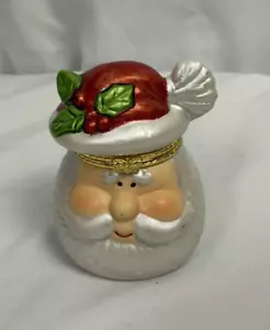 Hinged Trinket Box Santa With Holly Trinket Box, 3" tall - Picture 1 of 9