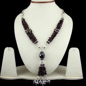 Collana Granato Almandino Naturale Pietra Preziosa Fatta a Mano Perline Gioielli Moda - Foto 1 di 1