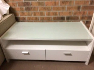 4 Draw Glass Top Table from Nick Scali - Picture 1 of 6