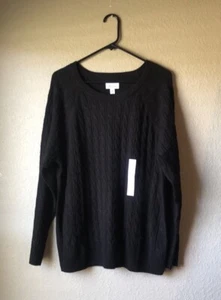 New Croft & Barrow Sweater Women’s Black Long Sleeve Crew Neck Soft Sweater XXL - Picture 1 of 13