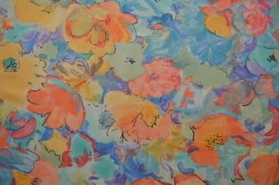 40 + Yds Avail. / See notes / VINTAGE Medium Weight  Satin-like/ Tropical Floral - Image 1 of 4