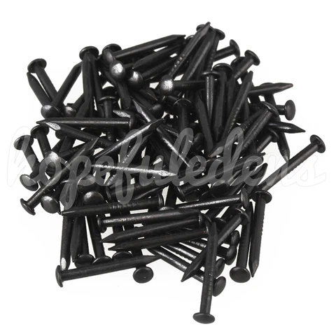 50 Pieces Black 15mm Length Archaize Pure Screw Nail with Round Head Cover