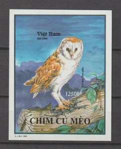 1995 Vietnam Souvenir Sheet Owls Collection Scott # 2606 Imperf. MNH - Picture 1 of 1