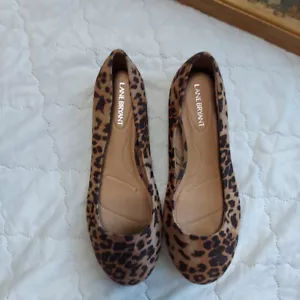 Zapatos planos bailarina con estampado de leopardo guepardo Lane Bryant marrón beige talla 9W - Imagen 1 de 3