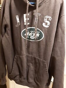 NFL Majestic New York NY Jets Charcoal Grey Fleece Pullover Football Hoodie XLT