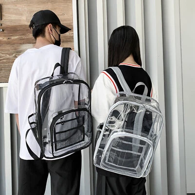 Unisex Transparente Schule Taschen Durchsichtiger PVC Reiseschultasche Rucksack- - Bild 1 von 4
