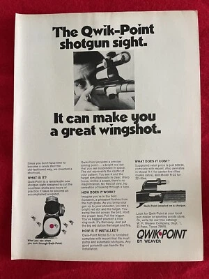 Vintage 1972 Weaver Qwik Point Shotgun Sight Print Ad - Image 1 of 4