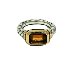 DAVID YURMAN Novella 925 SS & 18K Yellow Gold Citrine Ring Size 5 ¼ - Picture 1 of 4