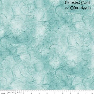 Batidora de remolino de acuarela para pintor tela de algodón Riley Blake por POR Aqua Foto 1 de 4