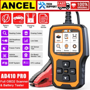 Battery Tester ANCEL AD410 Pro 12V Car OBD2 Scanner Diagnostic Tool 100~2000 CCA - Picture 1 of 12