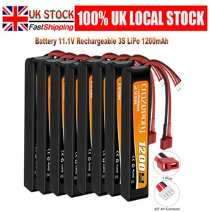 3S 25C LiPo Battery 11.1V 1200mAh T-Plug Deans Connector for Airsoft Model Rifle - Picture 1 of 41