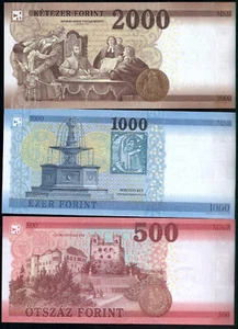 HUNGARY SET 3 PCS 500, 1000, 2000 FORINT P-202-204 2016-2021 UNC - Picture 1 of 2