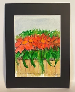 James Y. Robinson Watercolor Sketch "Flowers" Signed & Matted 12" x 16" - Picture 1 of 10