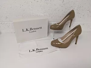 L.K. Bennett Sledge Patent Leather Court Shoes Taupe Nude Beige - Size 42 / UK 9 - Picture 1 of 11
